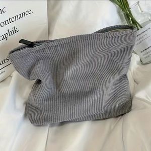 Grey corduroy pattern make up bag ✨cute✨
